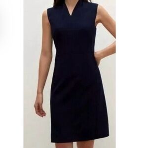 MM Lafleur - The Aditi Dress Deep Navy Blue Dress with V-Neck and Sleeveless